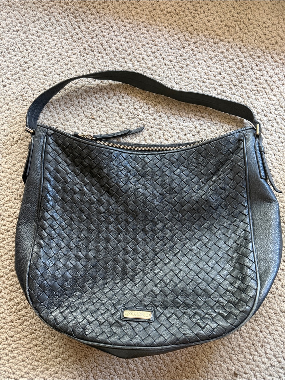 Cole Haan Black Woven Hobo Shoulder Bag